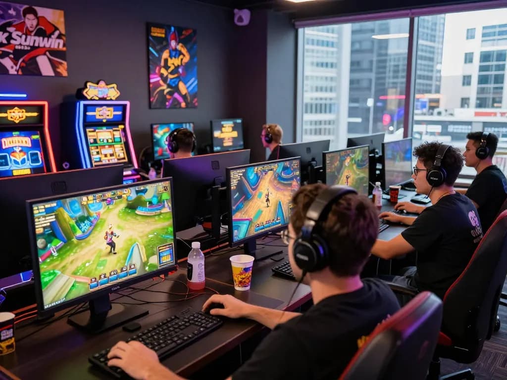 Exciting gaming environment at Sunwin with players engaged in online games.