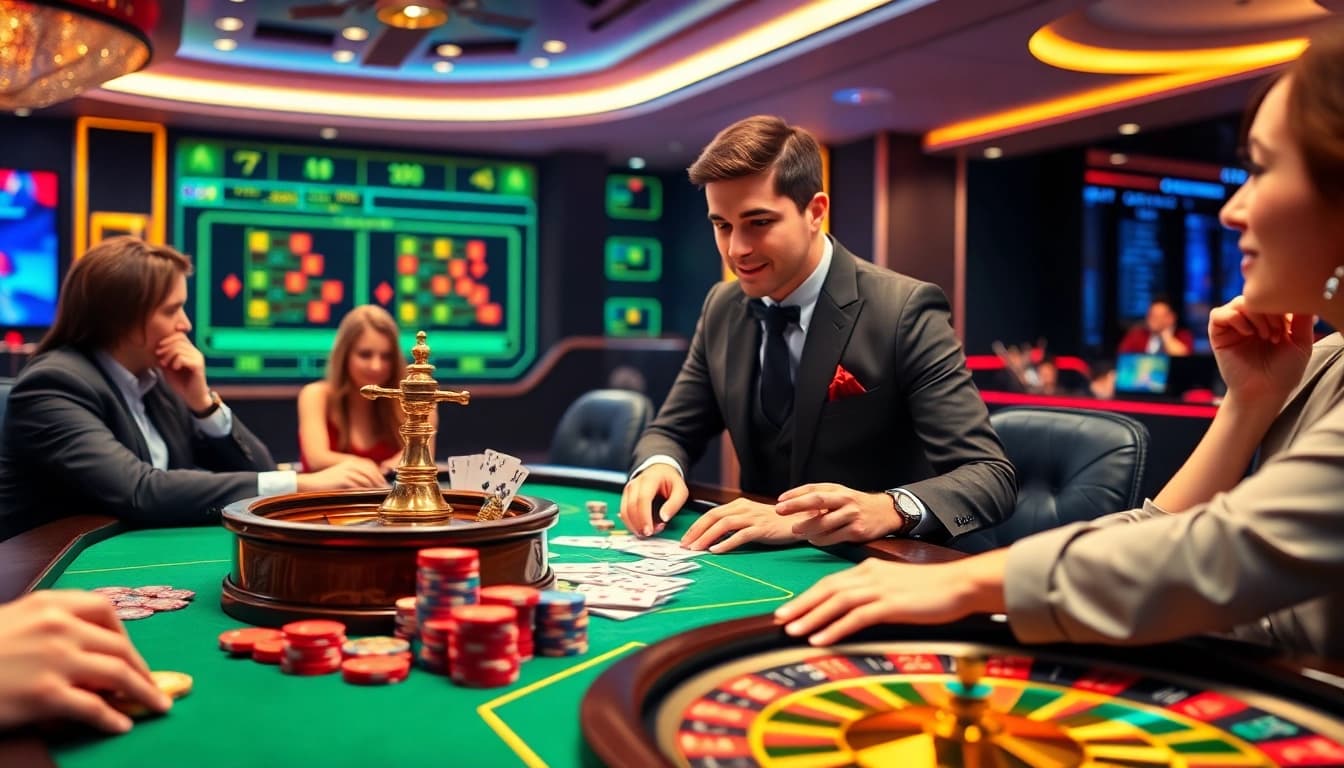 Experience the thrilling action of เจ้ามือรับแทง F168 at a vibrant casino table full of excitement and strategy.