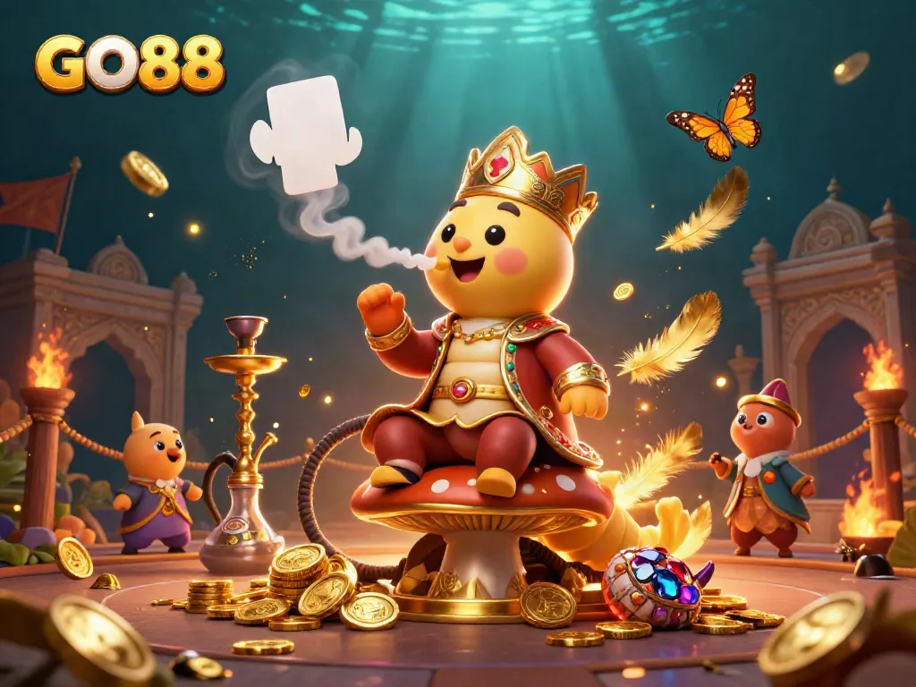 Engage in exciting gaming experiences with GO88, showcasing a dynamic 3D casino scene filled with colorful elements.
