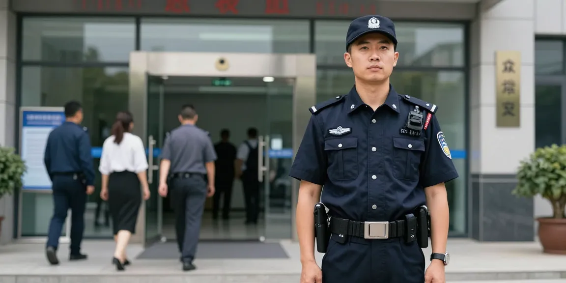 A dedicated Security Guard providing local services at a corporate office entrance, ensuring a secure environment.