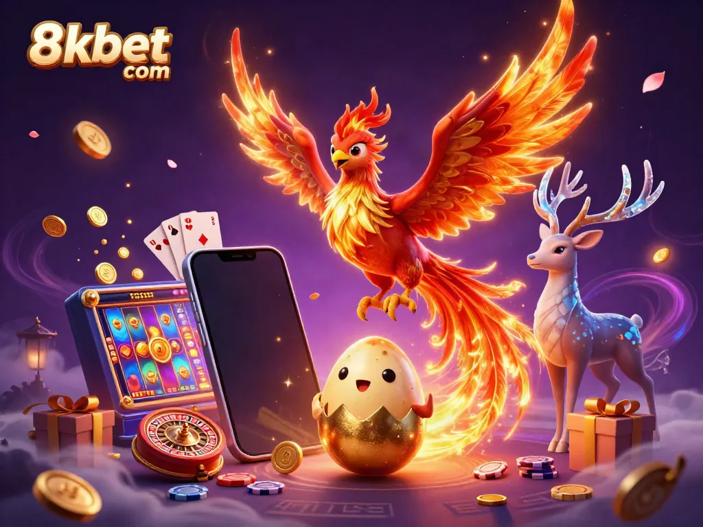 Engage with 8xbet com's vibrant casino world featuring dynamic gaming elements and mythical characters.