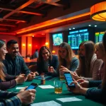 Engage in thrilling sports betting at https://talkprep.org/ with friends around a lively table.