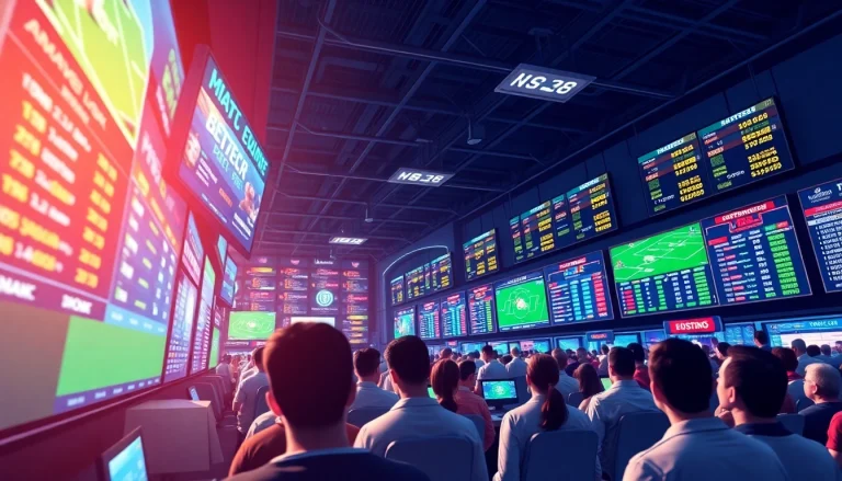 Excited sports bettors engaging with live betting at https://ii69vn.com/, showcasing a dynamic atmosphere.