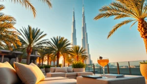 Experience luxury with a stunning view of the Burj Khalifa; perfect for those looking to Travel to Dubai.