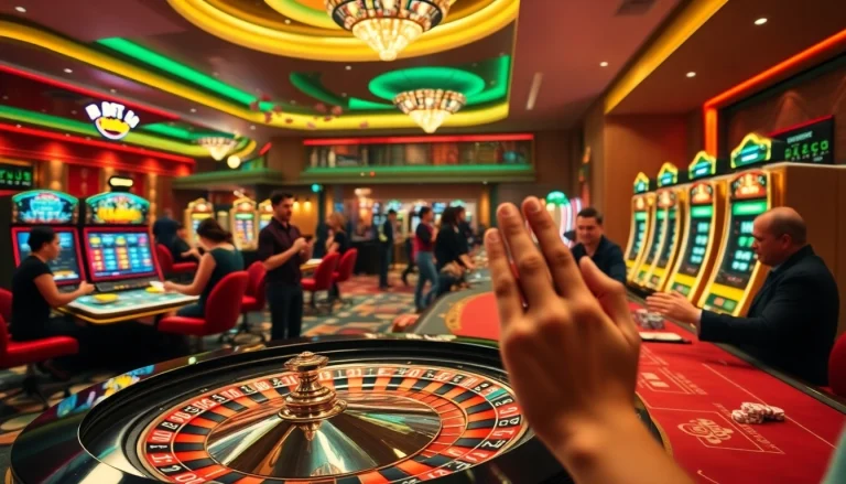 BET88 excitement at the roulette table captures players' joy and winnings in a luxurious casino setting.