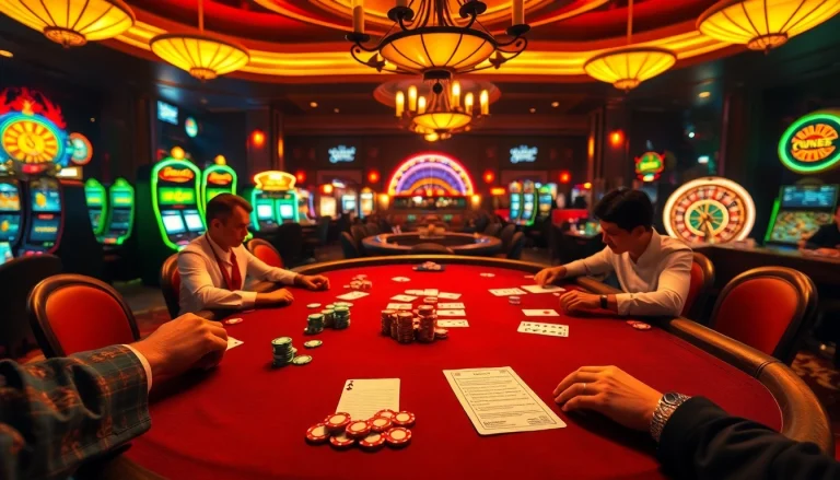 Engage in a thrilling poker game while enjoying hentai chat moments in a vibrant casino setting.