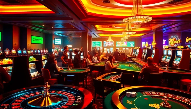 Experience the excitement of thabet casino with players enjoying thrilling games at beautifully designed tables and slots.