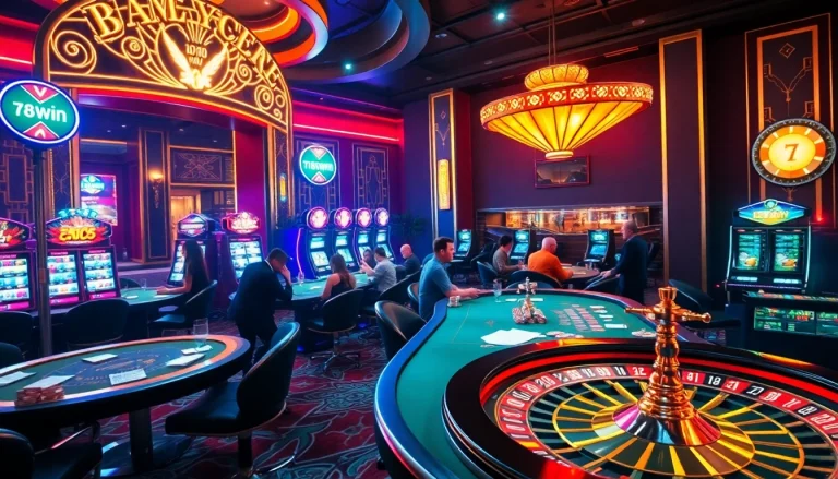 Enjoy a thrilling game at nhà cái 78win featuring vibrant casino activities like poker and roulette.