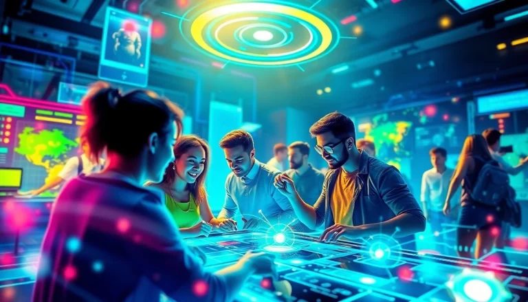 Explore the engaging world of gamification technology through active players interacting with high-tech interfaces.