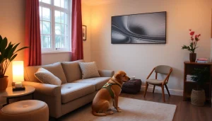 Engaging in therapy with a clinical Psychologist Sydney and a comforting therapy dog.