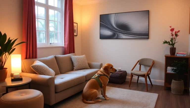 Engaging in therapy with a clinical Psychologist Sydney and a comforting therapy dog.