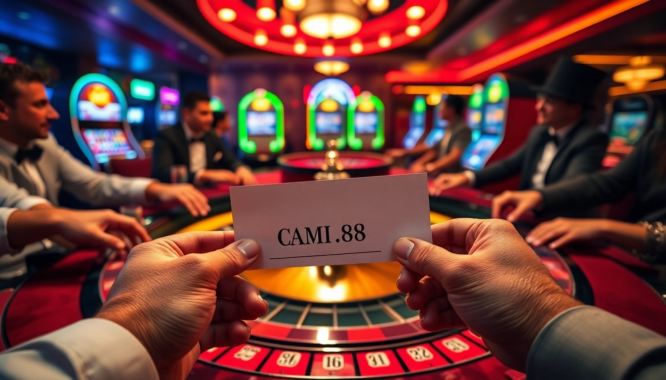 Experience the excitement of CM88 at a lively casino with players betting on a roulette table.