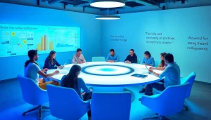 Collaborative workspace scene showcasing creativity at bloglabs.wiki with diverse individuals and modern digital tools.