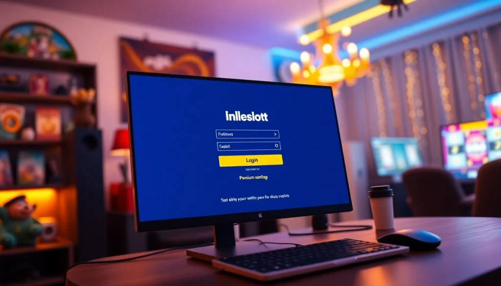 Engaging visual of doaslot login portal on a sleek desktop setup, inviting users into gaming.