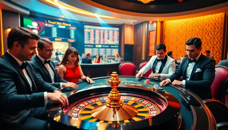 A lively gaming scene at a Five88 casino table showcasing intense action and excitement in betting.