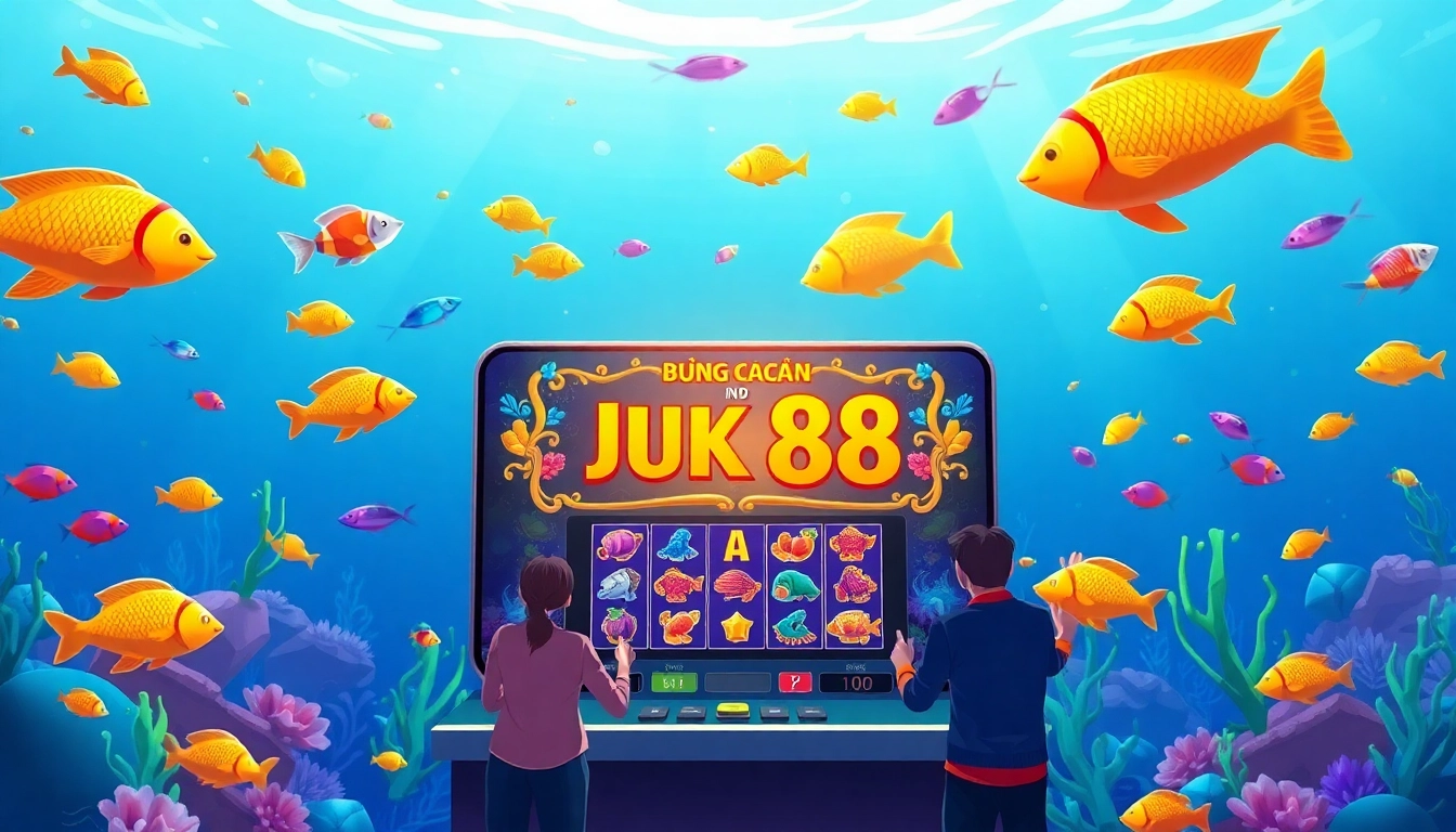 bắn cá uk88 gaming interface with colorful fish and vibrant underwater scene