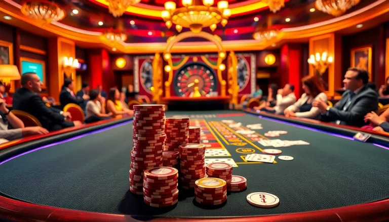 Experience the excitement of Trang Chủ BJ88 with vibrant casino gameplay featuring blackjack tables and roulette wheels.