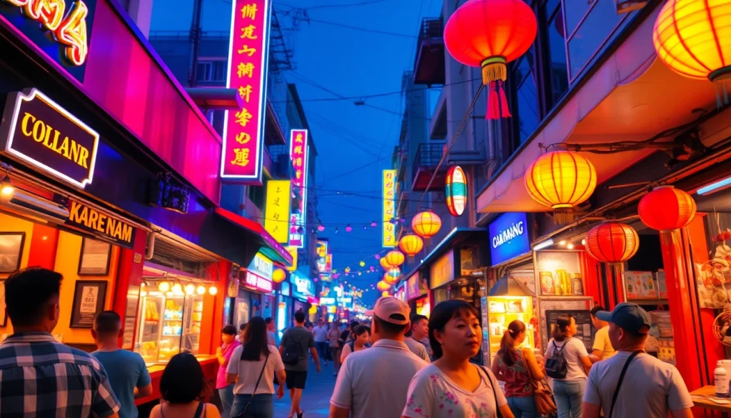 Explore the vibrant atmosphere of 다낭밤문화 with lively nightlife scenes, colorful lights, and engaging entertainment.