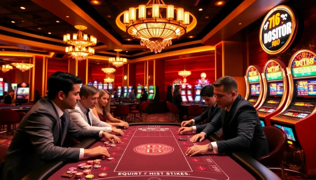 Experience thrilling gameplay at DR88's luxurious casino table with vibrant gaming elements.