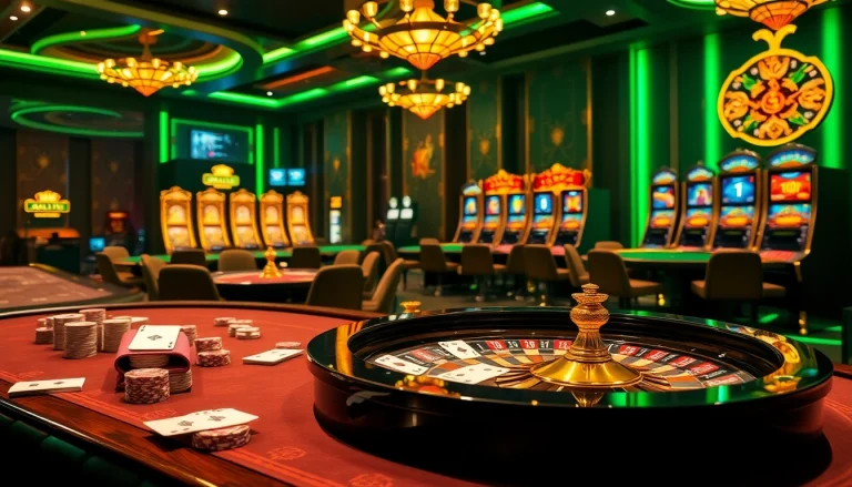 Experience thrilling betting moments at Liên minh KJC with elegant casino tables, cards, and chips.