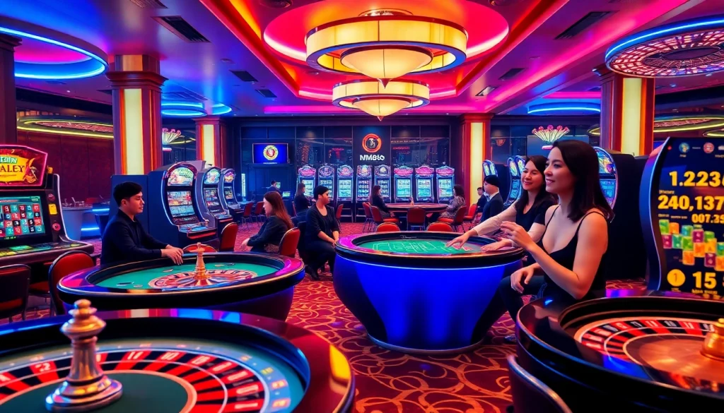 Players enjoying exciting games at https://mm88.in.net/ in a vibrant online casino atmosphere.