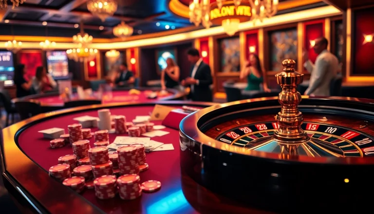 Experience the excitement of F168 at a high-stakes poker table filled with vibrant chips and cards.