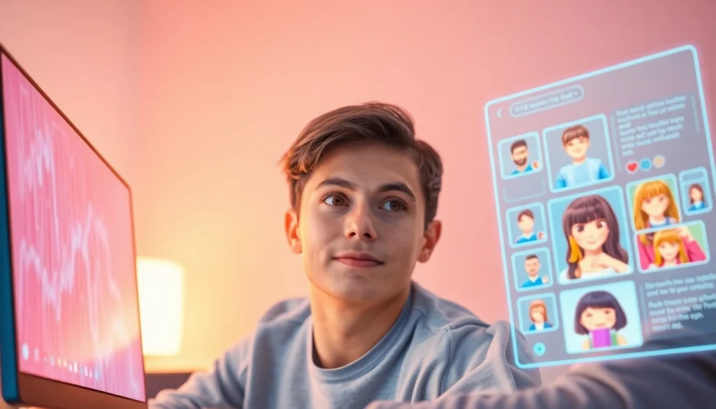 Engaging user experiencing ai sex chat with interactive AI avatars.