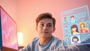 Engaging user experiencing ai sex chat with interactive AI avatars.