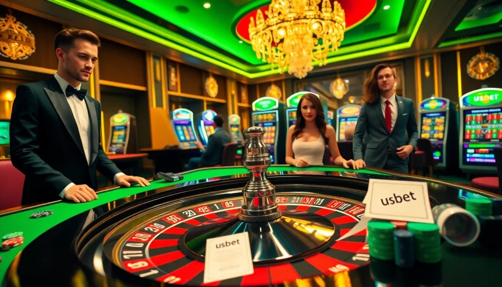 Engage in thrilling roulette action at an elegant casino table with usbet online betting interface.
