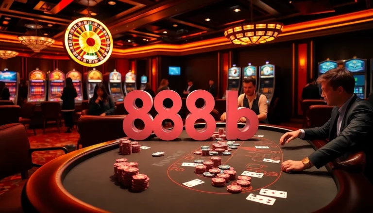 Engaged players enjoying thrilling card games at the luxurious 888b casino.