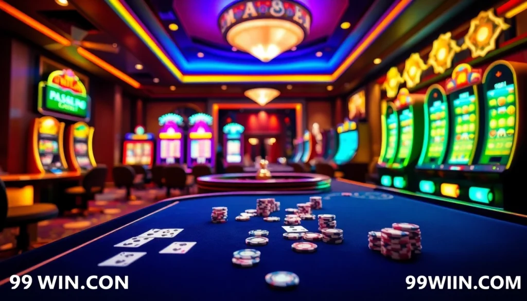 Engaging players enjoying their time at 99WIN.COM casino tables with vibrant gaming action.