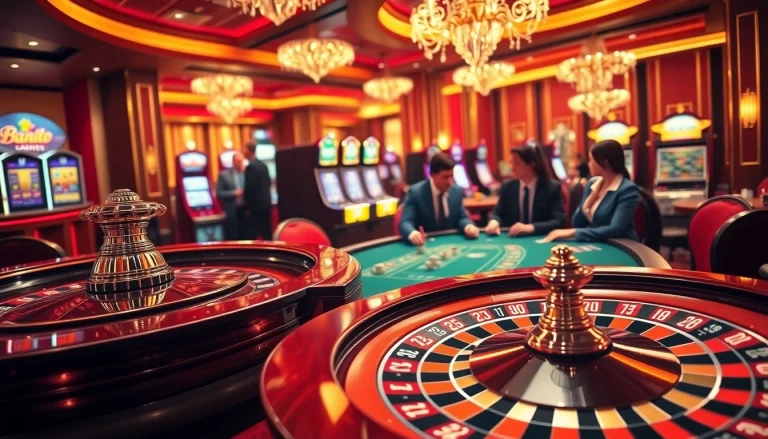 Experience the thrill of winning at Hello88 with luxurious casino tables and vibrant slot machines.