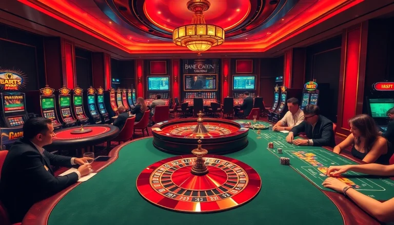 Engaged players enjoying thrilling games at https://s88.works/ with vibrant casino tables and slot machines.