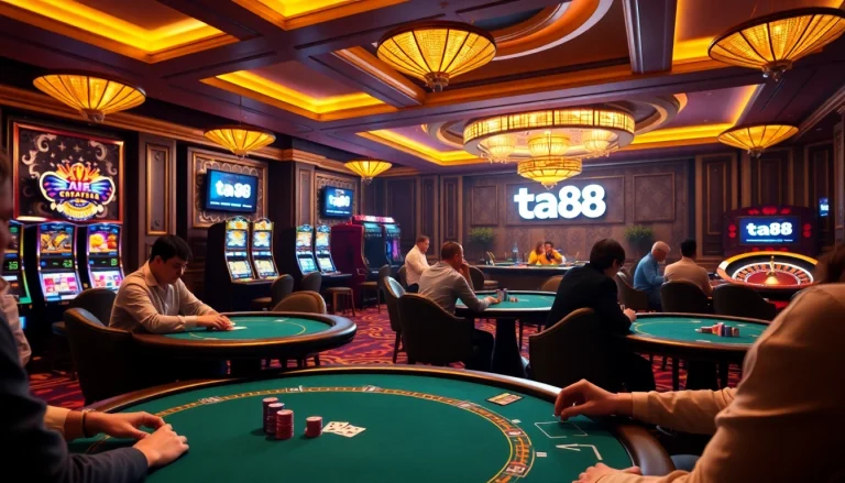 ta88 poker table scene showcasing vibrant gameplay and luxury casino atmosphere