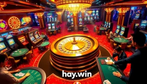 Experience the thrill of gambling at hay.win with players focused on roulette and table games in a vibrant casino.