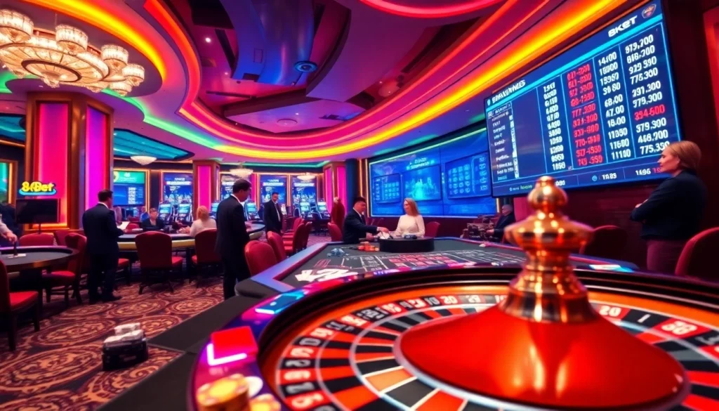 Experience thrilling gaming at 8kbet with vibrant casino visuals and lively betting action.