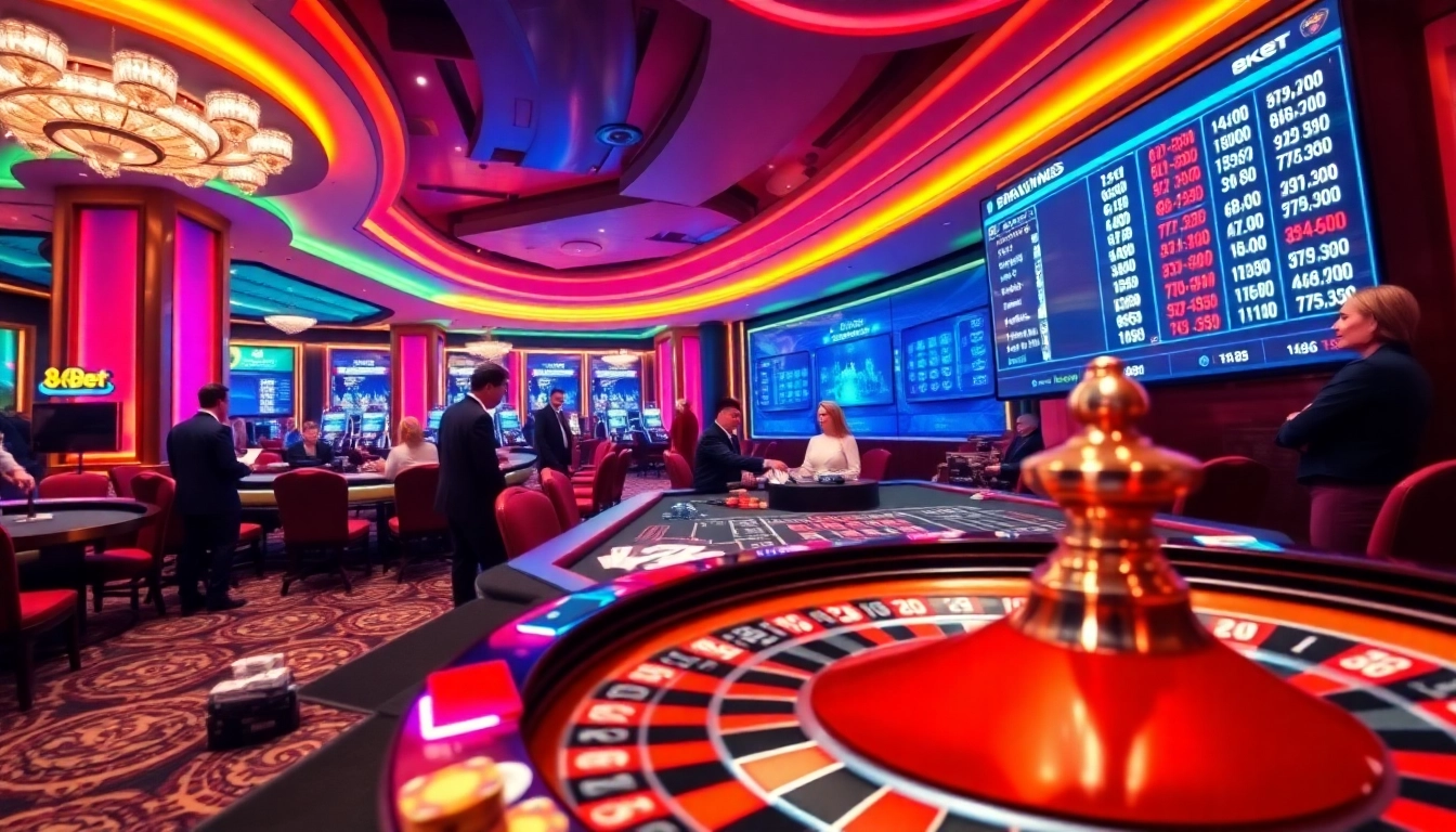 Experience thrilling gaming at 8kbet with vibrant casino visuals and lively betting action.