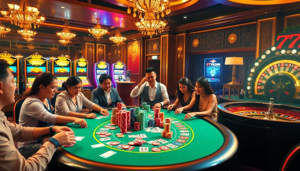 Experience thrilling gameplay at https://777vip.dev/ with vibrant poker tables and slot machines.