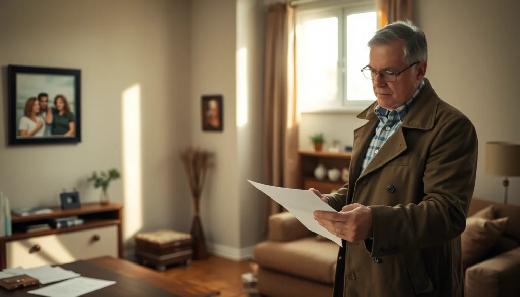Cohabitation investigations seen through a private investigator examining evidence in a couple's living room.