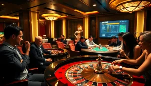 Experience the excitement of gambling at XX88 with vibrant casino tables and intense players.