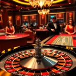 Exciting casino gameplay featuring TPJ logo on roulette wheel with elegant players and dealers.