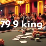 Experience high-stakes poker at 79king with vibrant chips, cards, and a spinning roulette wheel.