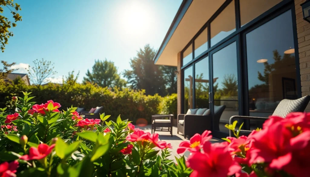 Enhance your outdoor living with beautiful patio enclosures featuring glass walls and vivid garden surroundings.