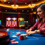 Engaging gameplay at https://lc88.onl/ with poker chips and roulette wheel set in a lively casino.