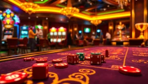 Engage in the excitement of tài xỉu md5 with colorful dice and luxurious casino elements.