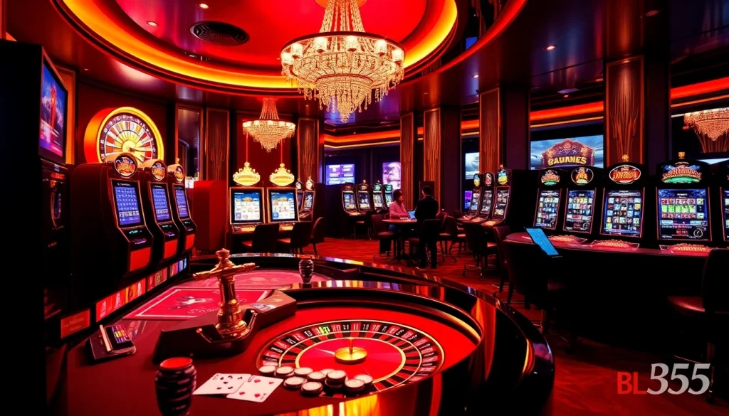 Online gambling scene showcasing luxury and excitement featuring nhà cái uy tín BL555 elements.