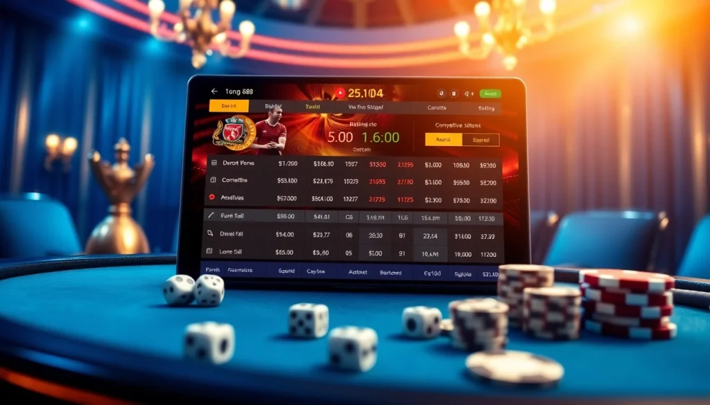 Bong da lu88 highlights exhilarating football betting with vibrant visuals and casino elements.