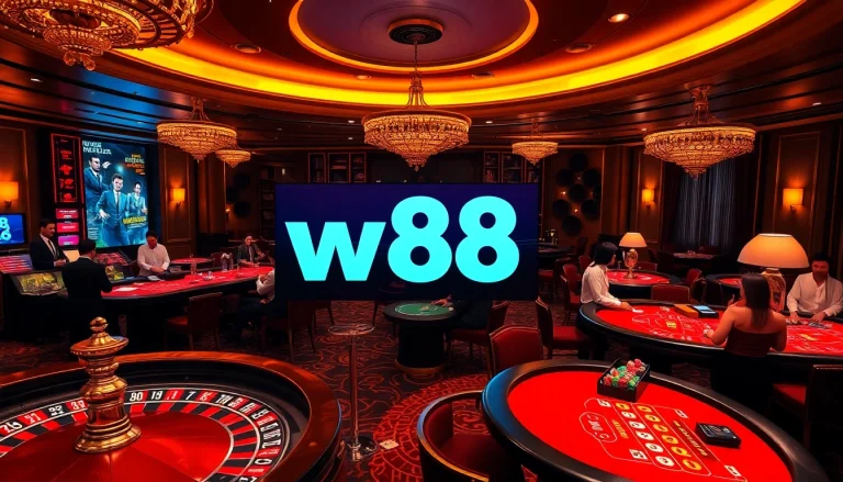 Experience the excitement of w88 moi nhat with players at a luxurious casino table.