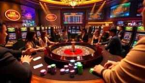 Exciting FB88 casino scene with roulette and vibrant gaming elements.