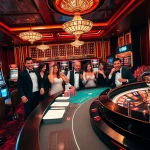 Engaging casino scene emphasizing tr88 with poker chips and lively roulette wheel action.